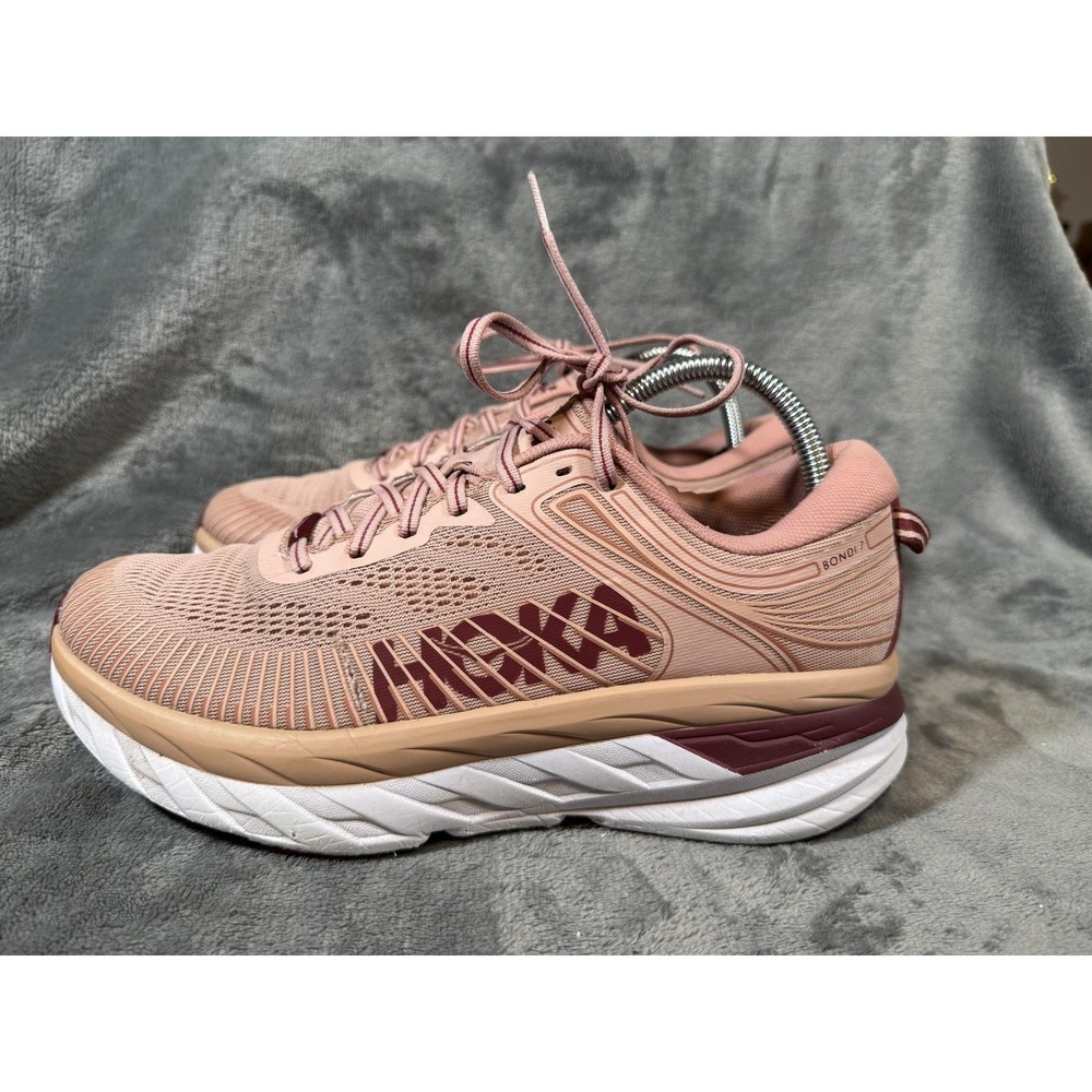 Hoka One One Bondi 7 Shoes Womens Size 9.5 Pink Running Sneakers 1110519 - Picture 5 of 14